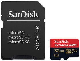SanDisk Micro SDHC Extreme Pro 32GB UHS-I U3 (100R/90W) + adaptér