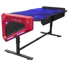 Herní stůl E-Blue 165x88 cm, RGB podsvícení, výškově nastavitelný, s podložkou pod myš (EGT003BKAA-IA) černý/červený