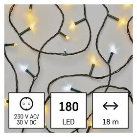 Vánoční osvětlení EMOS 180 LED řetěz, 18 m, venkovní i vnitřní, teplá/studená bílá, časovač (D4AN06)