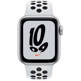 Chytré hodinky Apple Watch Nike SE GPS + Cellular, 40mm pouzdro ze střírbného hliníku - platinový / černý sportovní řemínek (MKR43HC/A)