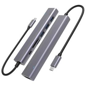 USB Hub Spello by Epico USB-C Slim 7v1 (9915111900088) stříbrný