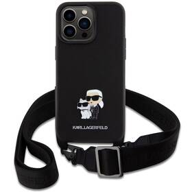 Kryt na mobil Karl Lagerfeld Saffiano Crossbody Metal Karl and Choupette na Apple iPhone 15 Pro Max (KLHCP15XSAKCPBK) černý