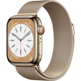 Chytré hodinky Apple Watch Series 8 GPS + Cellular 41mm pouzdro ze zlaté nerezové oceli - zlatý milánský tah (MNJF3CS/A)