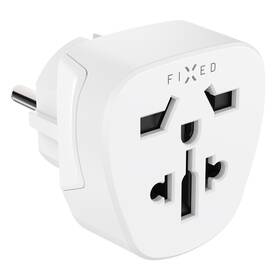 Cestovní adaptér FIXED pro UK, US, AUS do EU zásuvek bílá barva
