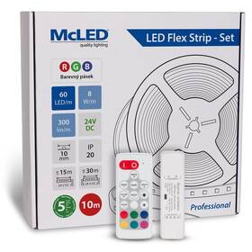 LED pásek McLED s ovládáním Nano - sada 10 m - Professional, 60 LED/m, RGB, 300 lm/m, vodič 3 m (ML-128.005.90.S10004)
