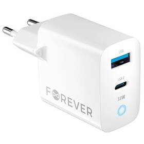 Nabíječka do sítě Forever GaN TC-06-33AC PD QC 1x USB-C, 1x USB, 33W (GSM171395) bílá