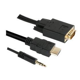 Kabel GoGEN HDMI / VGA vč. Jack 3,5mm, 1,5m, pozlacený (VGAHDMIJACK150) černý