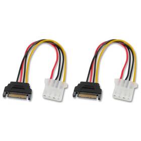 Kabel akasa SATA redukce napájení na 4pin Molex, 15cm, 2ks (AK-CBPW03-KT02)