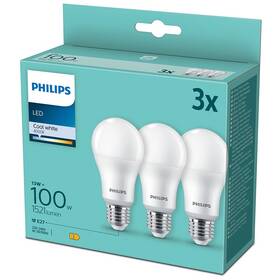 Žárovka LED Philips klasik, 13W, E27, studená bílá (3ks) (8718699694906)