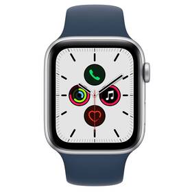 Chytré hodinky Apple Watch SE GPS, 44mm pouzdro ze střírbného hliníku - hlubokomořsky modrý sportovní řemínek (MKQ43HC/A)