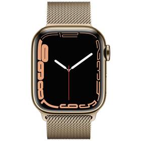 Chytré hodinky Apple Watch Series 7 GPS + Cellular, 41mm zlaté pouzdro z nerezové oceli - zlatý milánský tah (MKJ03HC/A)