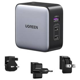 Nabíječka do sítě UGREEN 1x USB, 2x USB-C 65W GaN Tech Worldwide Travel (90409) šedá