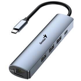 USB Hub Genius UH-545, USB-C/3x USB 3.0, 1x USB-C, 1x RJ-45 šedá barva
