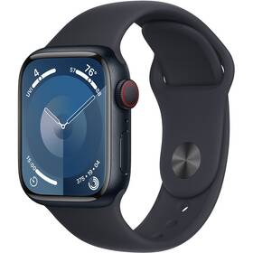 Chytré hodinky Apple Watch Series 9 GPS + Cellular 41mm pouzdro z temně inkoustového hliníku - temně inkoustový sportovní řemínek - S/M (MRHR3QC/A)