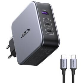 Nabíječka do sítě UGREEN USB, 2x USB-C PD, 140W, GaN + USB-C kabel 2m šedá barva

