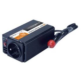 Měnič napětí Solight 12V, 200W, kovový, černý, 12V + USB 500mA 
