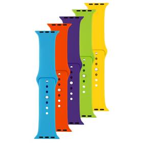 Set řemínků FIXED Silicone Strap na Apple Watch 42/44/45 mm (FIXSST-434-5SET4) modrý/žlutý/zelený/fialový/oranžový