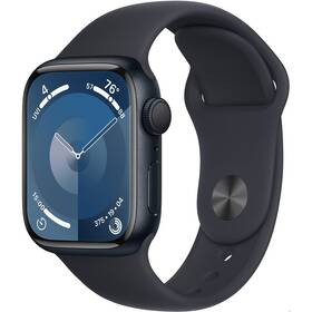 Chytré hodinky Apple Watch Series 9 GPS 41mm pouzdro z temně inkoustového hliníku - temně inkoustový sportovní řemínek - S/M (MR8W3QC/A)