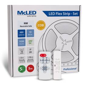 LED pásek McLED sada 5 m + Přijímač Nano, 480 LED/m, NW, 1030 lm/m, vodič 3 m 
