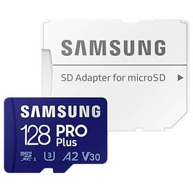 Paměťová karta Samsung Micro SDHC PRO+ 128GB UHS-I U3 (160R/120W) + SD adaptér (MB-MD128KA/EU)
