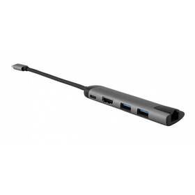 USB Hub Verbatim USB-C/2xUSB 3.0, HDMI, RJ45 (49141) šedý