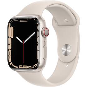 Chytré hodinky Apple Watch Series 7 GPS + Cellular, 45mm pouzdro z hvězdně bílého hliníku - hvězdně bílý sportovní řemínek (MKJQ3HC/A)