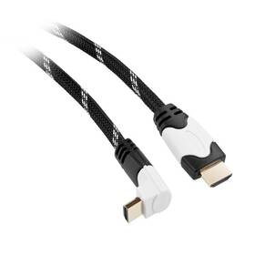 Kabel GoGEN HDMI 1.4, 3m, 90° konektor, opletený, pozlacený, s ethernetem (GOGHDMI300MM05) černý