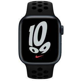 Chytré hodinky Apple Watch Nike Series 7 GPS, 45mm pouzdro z půlnočně inkoustového hliníku antracitový / černý sportovní řemínek (MKNC3HC/A)