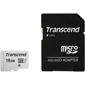 Paměťová karta Transcend 300S microSDHC 16GB UHS-I U1 (95R/10W) + adapter (TS16GUSD300S-A)