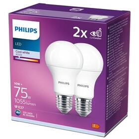 Žárovka LED Philips klasik, 10W, E27, studená bílá, 2ks (8718699726997)