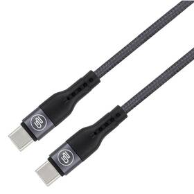 Kabel GoGEN USB-C / USB-C, 1m, 60W, opletený, zkumavka grafitová barva
