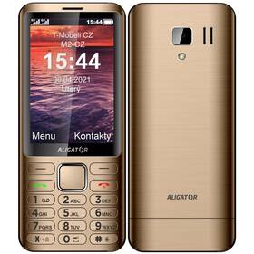 Mobilní telefon Aligator D950 Dual Sim (AD950GD) zlatý - s mírným poškozením - 12 měsíců záruka