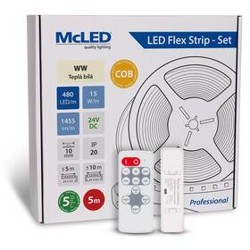 LED pásek McLED sada 5 m + Přijímač Nano, 480 LED/m, WW, 1455 lm/m, vodič 3 m (ML-126.058.83.S05002)