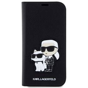 Pouzdro na mobil flipové Karl Lagerfeld PU Saffiano Karl and Choupette NFT na Apple iPhone 13 (KLBKP13MSANKCPK) černé