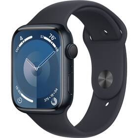 Chytré hodinky Apple Watch Series 9 GPS 45mm pouzdro z temně inkoustového hliníku - temně inkoustový sportovní řemínek - S/M (MR993QC/A) - rozbaleno - 24 měsíců záruka