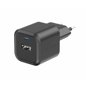 Nabíječka do sítě Swissten GAN 1x USB-C 20W PD + 1x USB-A 18W QC (22071110) černá