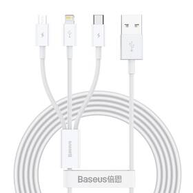 Kabel Baseus Superior 3v1 USB/microUSB+Lightning+USB-C, 3,5A, 1,5m bílá barva
