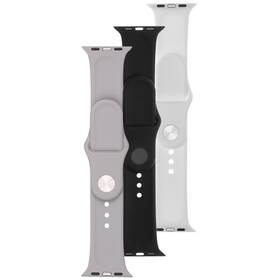 Set řemínků FIXED Silicone Strap na Apple Watch 38/40/41mm (FIXSST-436-3SET1) černý/šedý/bílý