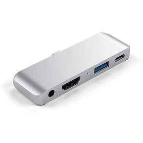 USB Hub Satechi USB-C Mobile Pro Hub (HDMI 4K,1x Jack 3,5mm,1x USB 3.0,1x USB-C) (ST-TCMPHS) stříbrný