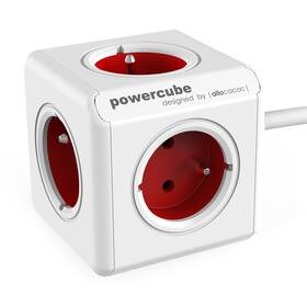 Kabel prodlužovací Powercube Extended 5x zásuvka, 1,5m bílý/červený