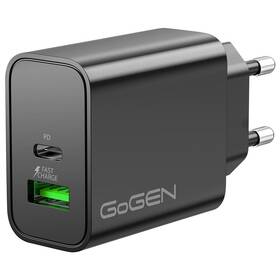 Nabíječka do sítě GoGEN ACHPD230, 1x USB-C PD, 1x USB-A, 30W černá barva
