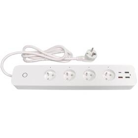 Kabel prodlužovací IMMAX IMMAX NEO LITE SMART 4x FR zásuvka, 3x USB, 1x USB-C Power delivery, Wi-Fi, TUYA, 1,5 m bílá barva
