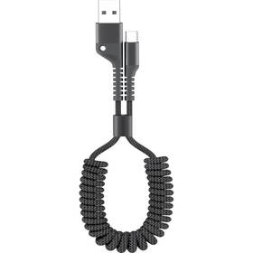 Kabel WG USB/USB-C, kroucený, 1m (7903) černý