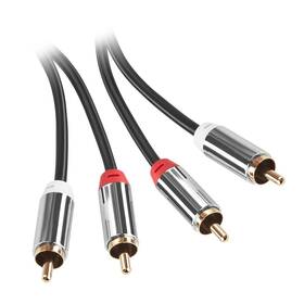 Kabel GoGEN 2x Cinch / 2x Cinch, 5m, pozlacené konektory (2CINCH500MM01) černý