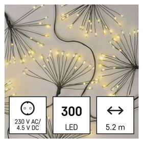 Vánoční osvětlení EMOS 300 LED řetěz - svítící trsy, nano, 5,2 m, vnitřní, teplá bílá, časovač (D3AW10) - zánovní - 24 měsíců záruka