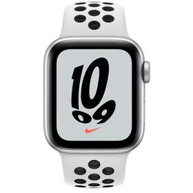 Chytré hodinky Apple Watch Nike SE GPS, 40mm pouzdro ze střírbného hliníku - platinový / černý sportovní řemínek (MKQ23HC/A)