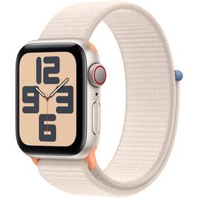 Chytré hodinky Apple Watch SE 2023 GPS + Cellular 44mm pouzdro z hvezdně bílého hliníku - hvězdně bílý provlékací sportovní řemínek (MRH23QC/A)