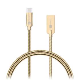 Kabel Connect IT Wirez Steel Knight USB/USB-C, ocelový, opletený, 1m (CCA-5010-GD) zlatý
