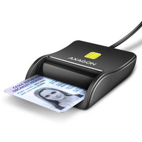 Čtečka eObčanek Axagon USB-A FlatReader, 1,3m černá barva
