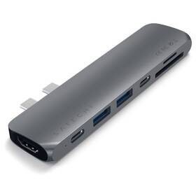 USB Hub Satechi USB-C PRO Hub (HDMI 4K, PassThroughCharging, 2x USB 3.0, 2xSD, ThunderBolt 3) (ST-CMBPM) šedý